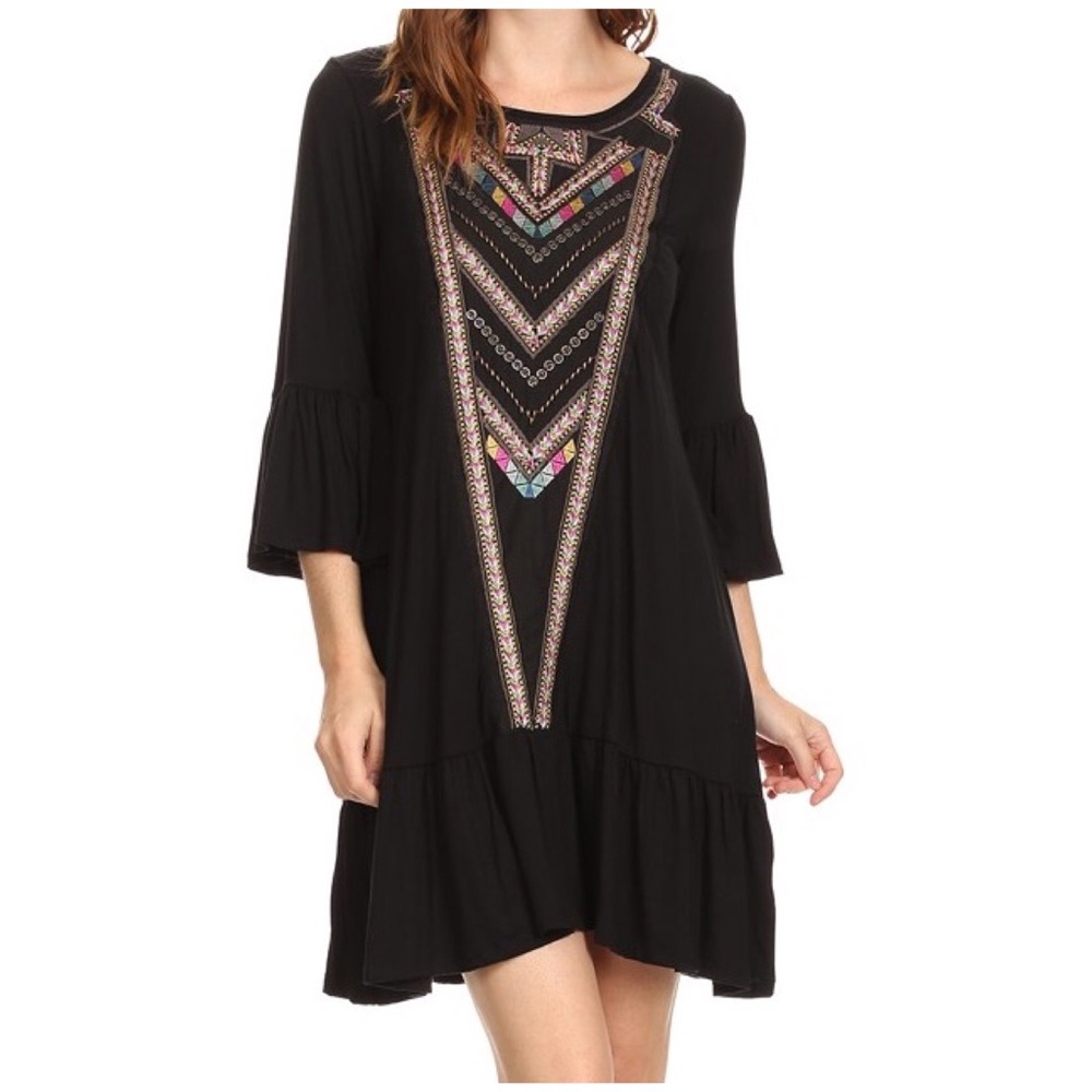 Geometric Black Beaded Dress - Picture 1 of 6